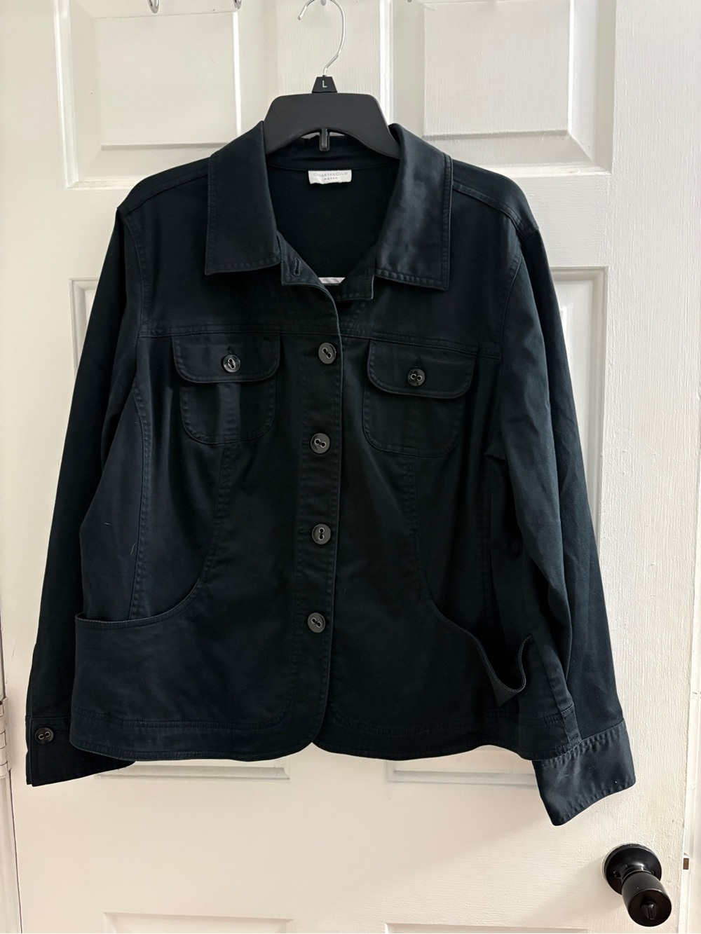 Charter Club Black Button-Front Jean Jacket
